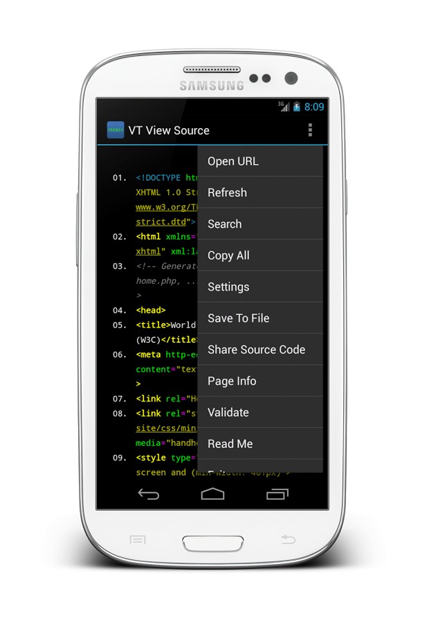 Скриншот приложения VT View Source 2